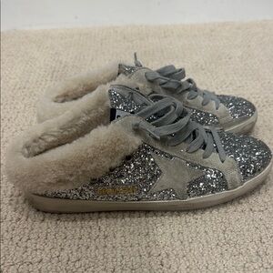 GOLDEN GOOSE SIZE 8 sequin slip ons sneaker